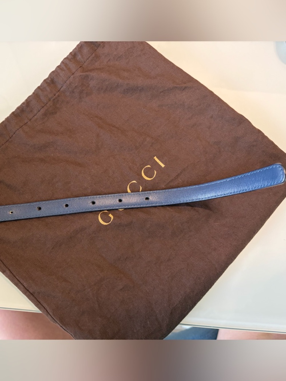 Gucci Navy Blue Horsebit Buckle Patent Leather Belt - Size 90/36 - Picture 5 of 7